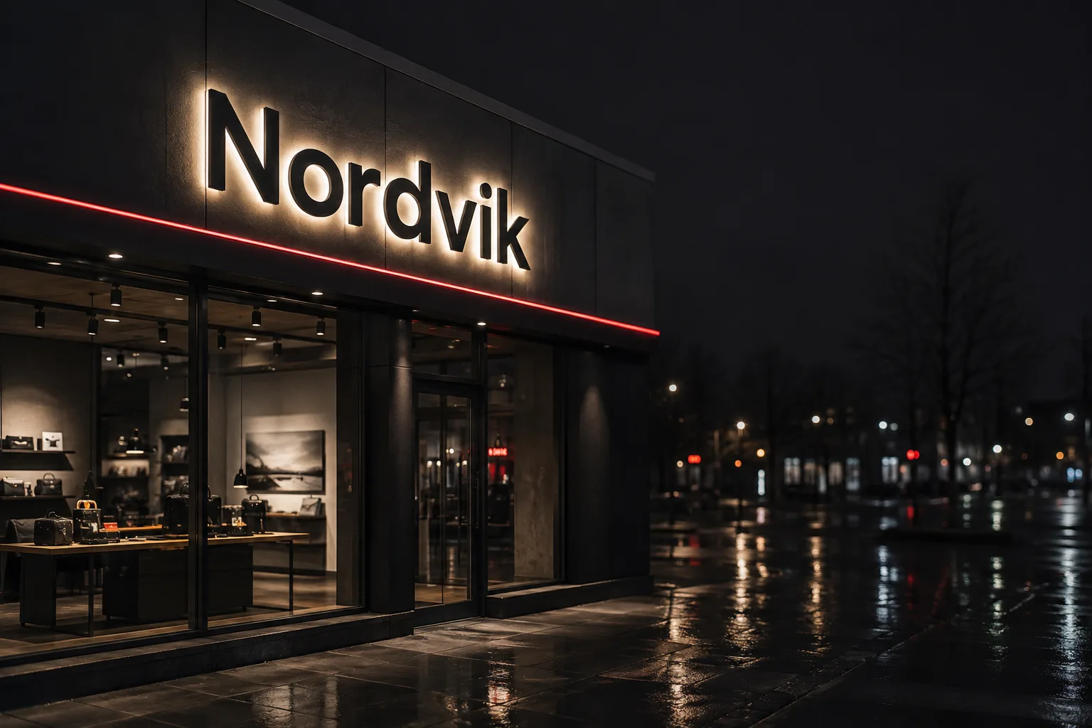 Illuminated 3D channel letter sign at night — custom signage built in Montreal by Signs and All