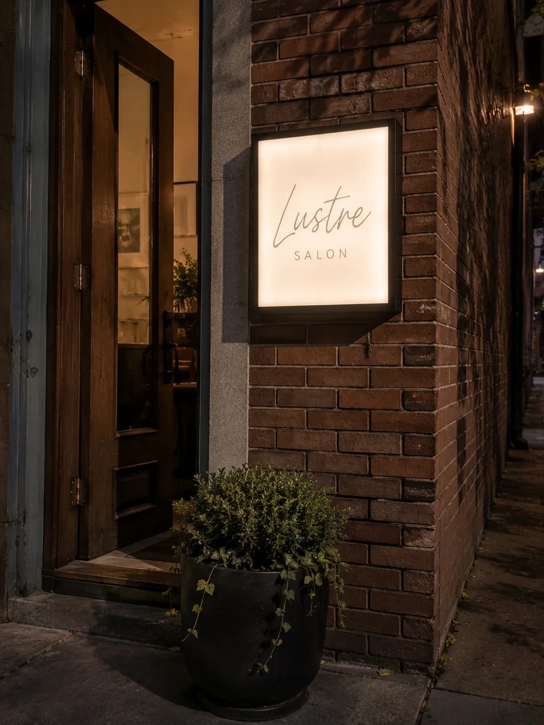 Petit caisson lumineux près de l'entrée